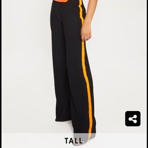 Tall black and orange stretch wide leg pant